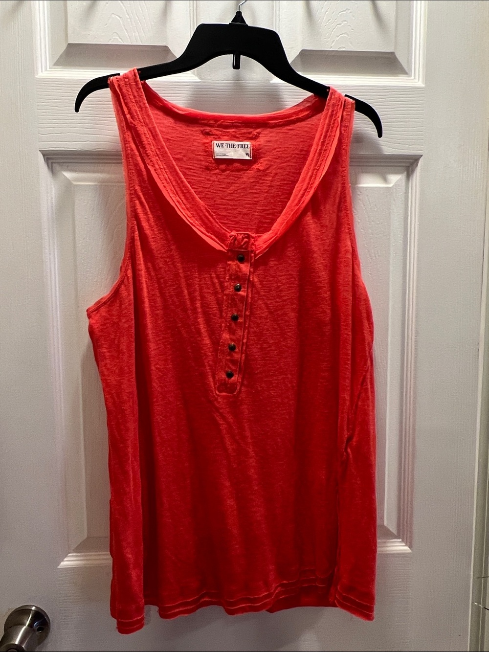 We The Free Oversized Orange Sleeveless Henley Tank